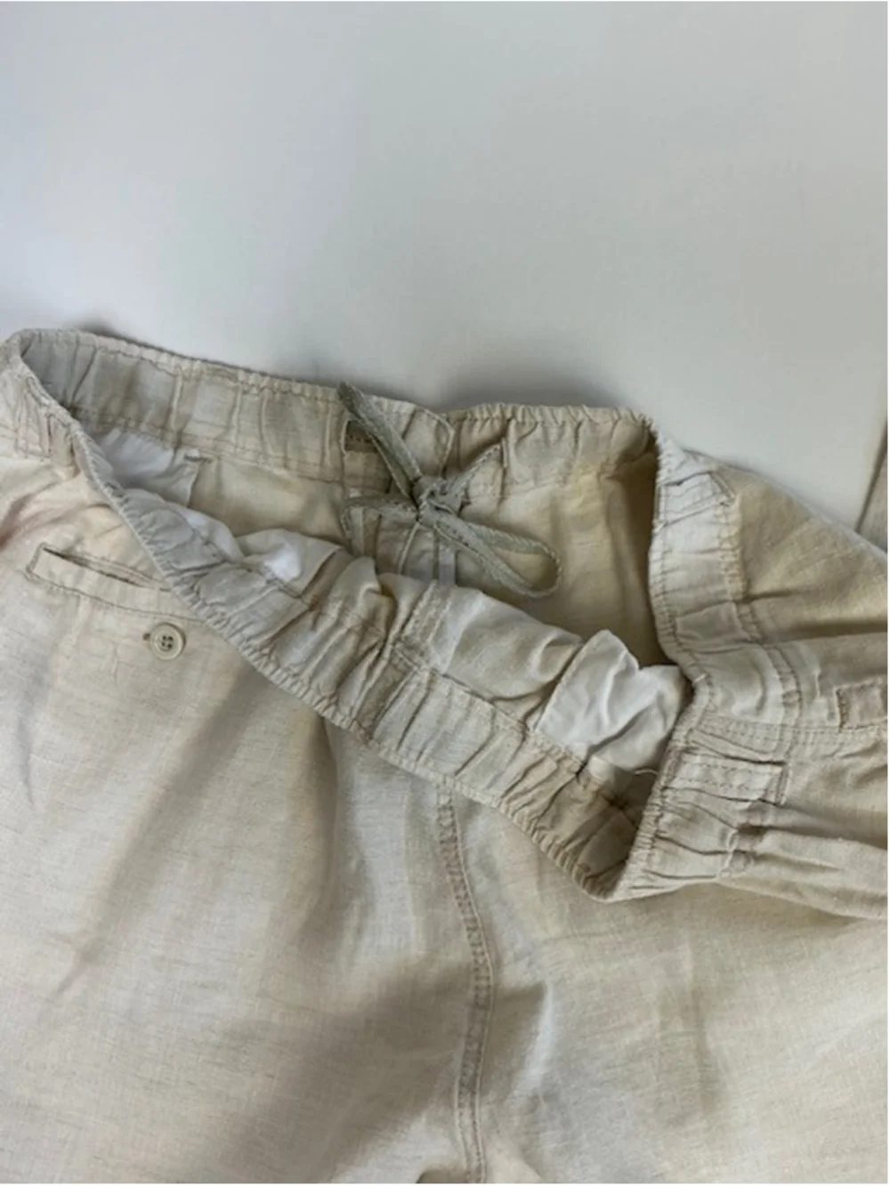 Tommy Bahama RELAX Linen Pants XXL Beige Tan Wide Leg Elastic Waist Drawstring